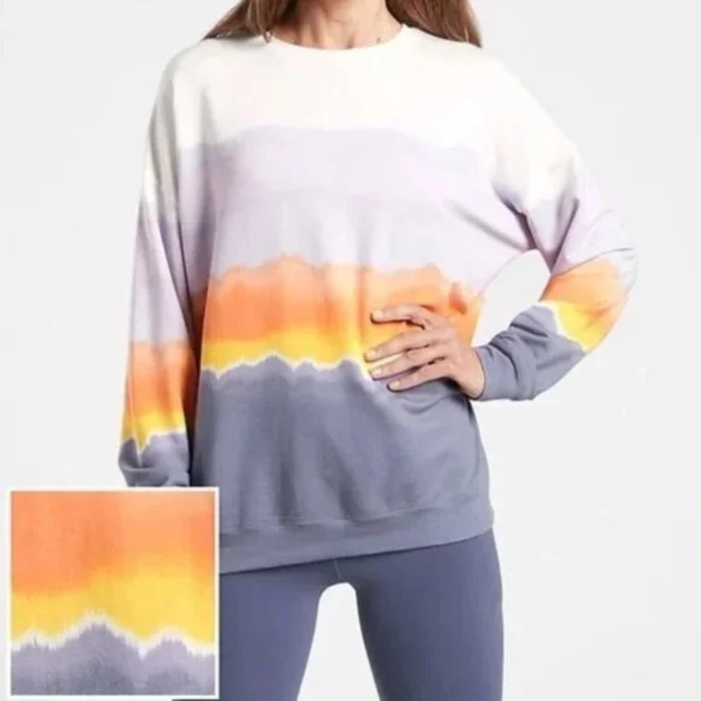 Athleta Balance Printed Pullover Small Blue Combo
